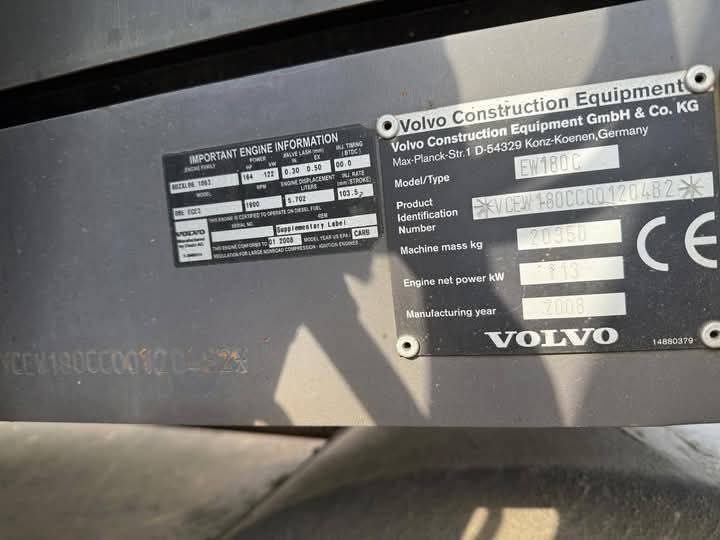 Volvo excavator for sale in Egypt, Volvo 180 model 2016 located in Giza, the best website for selling heavy equipment in Egypt.